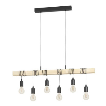 Eglo Townshend fekete-natúr függesztett lámpa (EG-43513) E27 6 izzós IP20