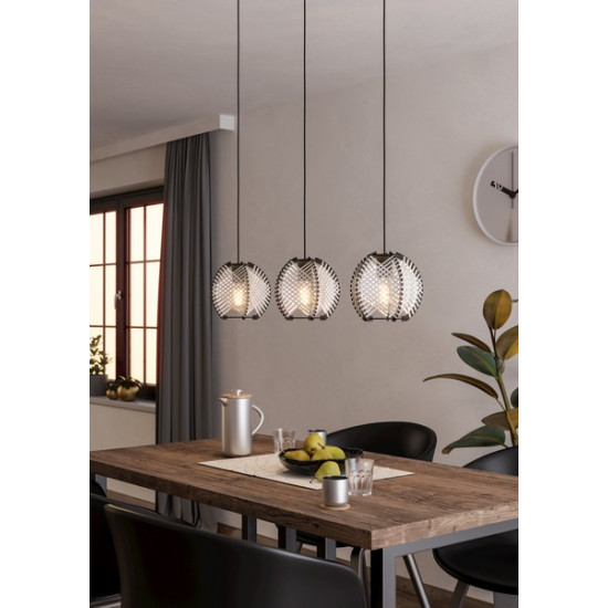 Eglo Waverton fekete függesztett lámpa (EG-44007) E27 3 izzós IP20