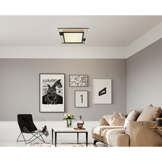 Globo Jorry fekete-opál távirányítós LED mennyezeti lámpa (GLO-67283-40) LED 1 izzós IP20