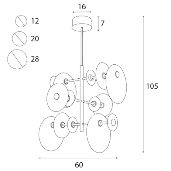 Maxlight Allure matt arany LED függesztett lámpa (MAX-P0541) LED 14 izzós IP20