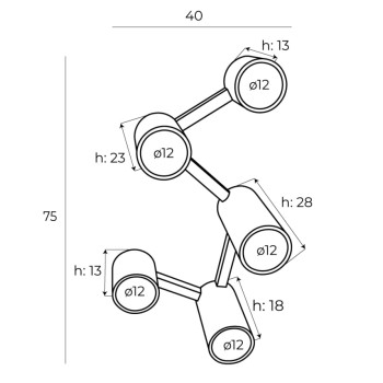 Maxlight Laxer fekete-fehér mennyezeti lámpa (MAX-C0230) GU10 5 izzós IP20