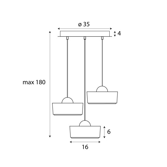 Maxlight Lipari arany-átlátszó LED függesztett lámpa (MAX-P0543) LED 3 izzós IP20