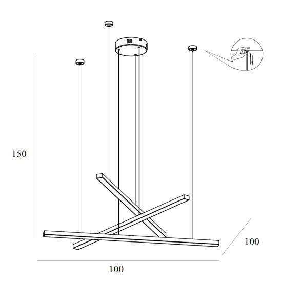 Maxlight Trio 3 csiszolt arany LED függesztett lámpa (MAX-P0474D) LED 3 izzós IP20