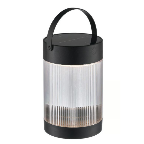 Nordlux Coupar Solar  fekete-átlátszó kültéri hordozható LED asztali lámpa (NOR-2518215003) LED 1 izzós IP44