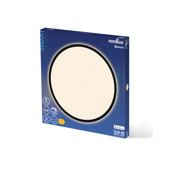 Nordlux Oja Smart 60  fekete-fehér LED mennyezeti lámpa (NOR-2015146103) LED 1 izzós IP20