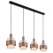 Globo Milley fekete-borostyán  függesztett lámpa (GLO-15560-4HA) E27 4 izzós IP20