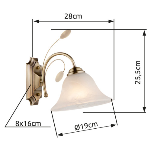 Globo Posadas sárgaréz-fehér falikar (GLO-69007-1W) E27 1 izzós IP20
