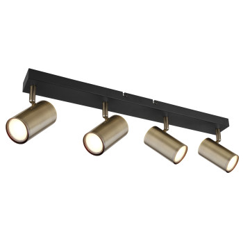 Globo Robby fekete-sárgaréz mennyezeti spotlámpa (GLO-57911-4M) GU10 4 izzós IP20