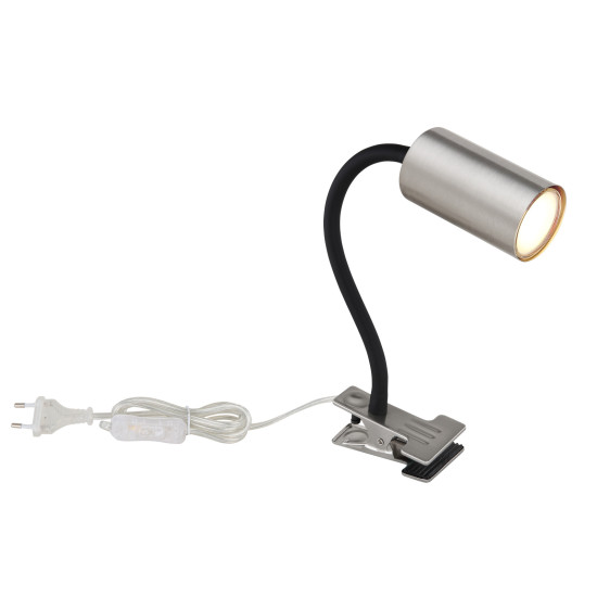 Globo Robby nikkel csiptetős spotlámpa (GLO-57911K) GU10 1 izzós IP20