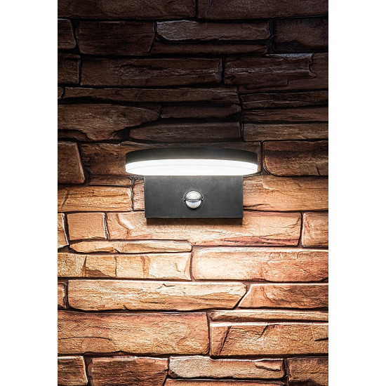 Rábalux Batida fekete mozgásérzékelős LED kültéri fali lámpa (RAB-77119) LED 1 izzós IP54