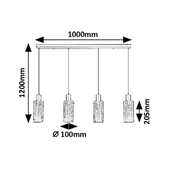 Rábalux Fumea fekete függesztett lámpa (RAB-72039) E27 4 izzós IP20
