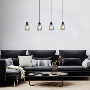 Rábalux Ilmari fekete függesztett lámpa (RAB-72184) E27 4 izzós IP20