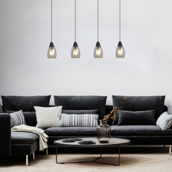 Rábalux Ilmari fekete függesztett lámpa (RAB-72184) E27 4 izzós IP20