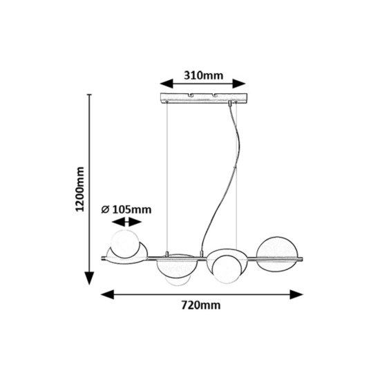 Rábalux Jules fekete függesztett lámpa (RAB-72225) G9 4 izzós IP20