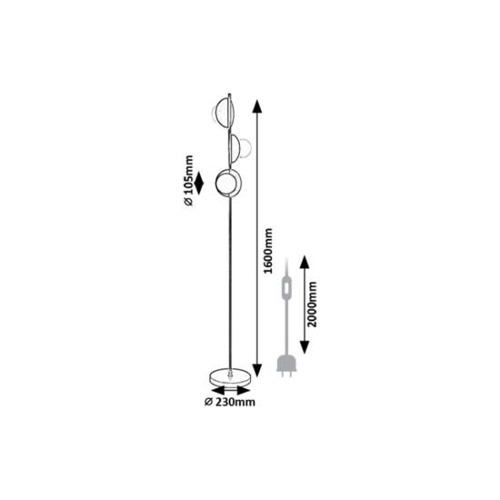 Rábalux Jules fekete állólámpa (RAB-74223) G9 3 izzós IP20
