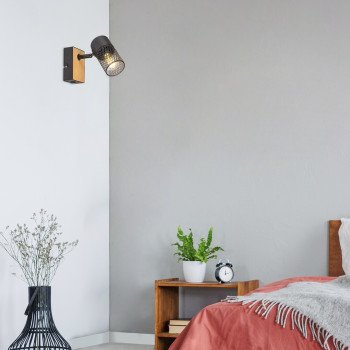 Rábalux Metta fekete-tölgy fali spotlámpa (RAB-71151) E14 1 izzós IP20