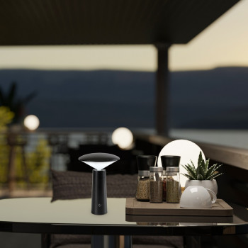 Rábalux Polperro fekete kültéri hordozható LED asztali lámpa (RAB-77147) LED 1 izzós IP20