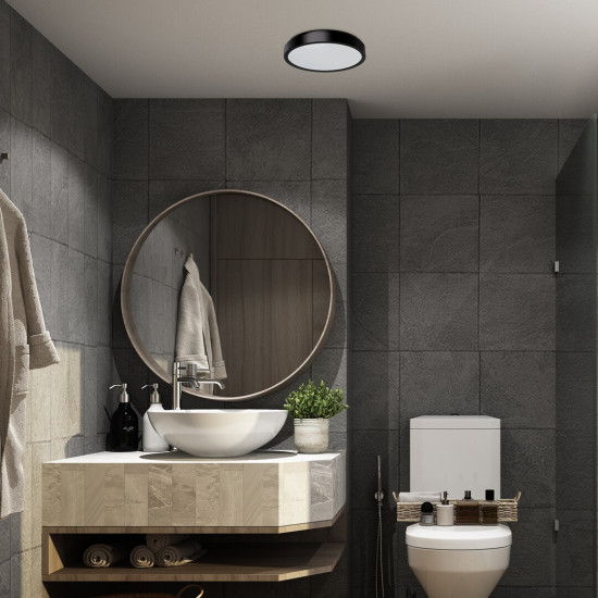 Rábalux Samira fekete fürdőszobai LED mennyezeti lámpa (RAB-71252) LED 1 izzós IP44