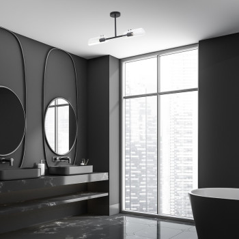 Rábalux Teodoro fekete fürdőszobai mennyezeti lámpa (RAB-75028) E14 2 izzós IP44