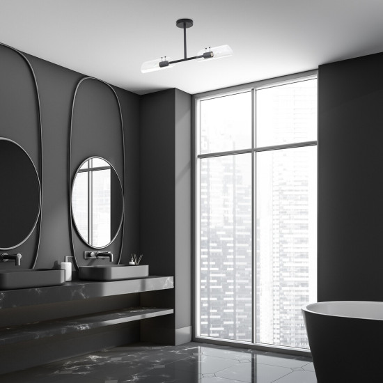 Rábalux Teodoro fekete fürdőszobai mennyezeti lámpa (RAB-75028) E14 2 izzós IP44