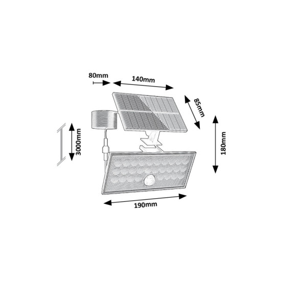 Rábalux Zavod fekete kültéri mozgásérzékelős LED kültéri fali lámpa (RAB-77129) LED 1 izzós IP65