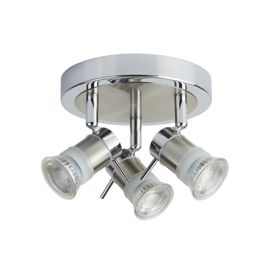 Searchlight Aries króm-ezüst fürdőszobai mennyezeti spotlámpa (SL-7443CC-LED) GU10 3 izzós IP44