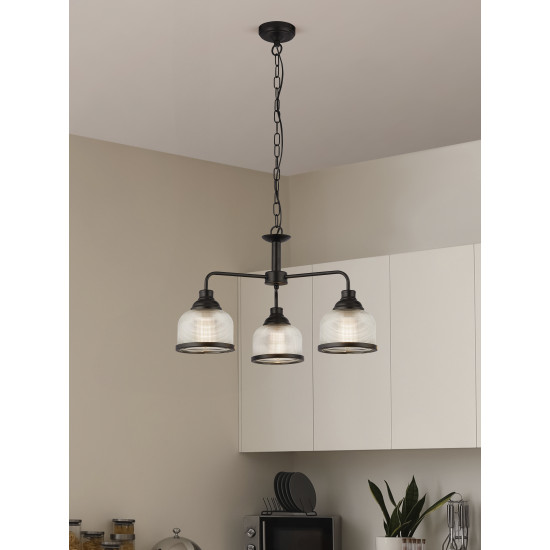 Searchlight Highworth fekete-átlátszó csillár (SL-1683-3BK) E27 3 izzós IP20