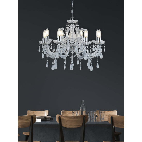 Searchlight Marie Therese ezüst csillár (SL-399-8) E14 8 izzós