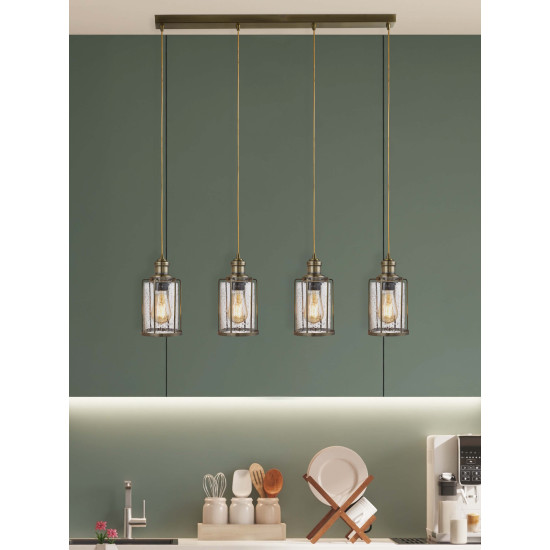Searchlight Pipes bronz-átlátszó függesztett lámpa (SL-1164-4AB) E27 4 izzós IP20