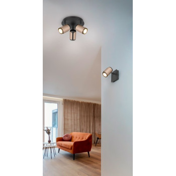 Trio Gillan fekete-barna mennyezeti spotlámpa (TRI-814530365) GU10 3 izzós IP20