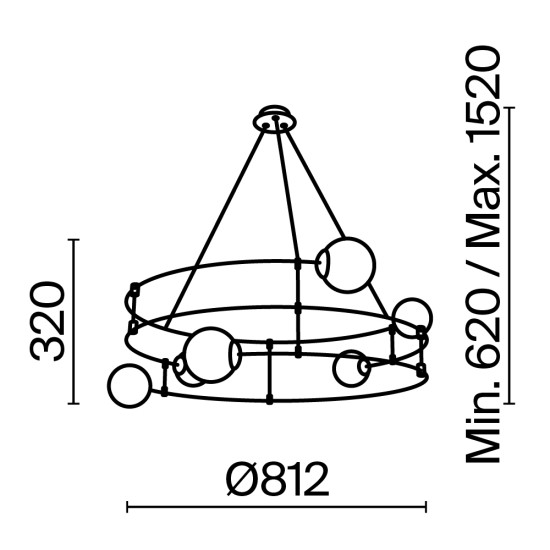 Maytoni Balance fehér-arany függesztett lámpa (MAY-MOD317PL-06G) G9 6 izzós  IP20