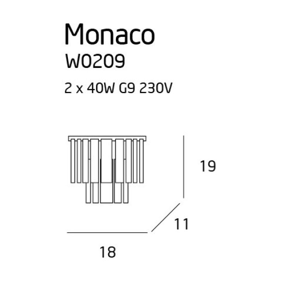 Maxlight Monaco króm-átlátszó falilámpa (MAX-W0209) G9 2 izzós IP20
