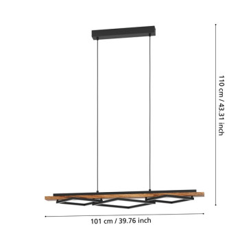 Eglo Boyal rusztikus barna LED függesztett lámpa (EG-901933) LED 3 izzós IP20