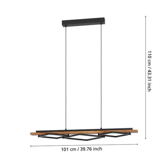 Eglo Boyal rusztikus barna LED függesztett lámpa (EG-901933) LED 3 izzós IP20