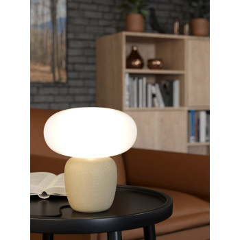 EGLO CAHUAMA világosbarna - fehér asztali lámpa (EG-99824) E27 1 izzós IP20