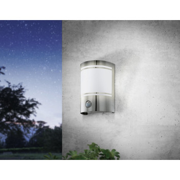 Eglo Cerno króm-fehér mozgásérzékelős kültéri fali lámpa (EG-30192) E27 1 izzós IP44
