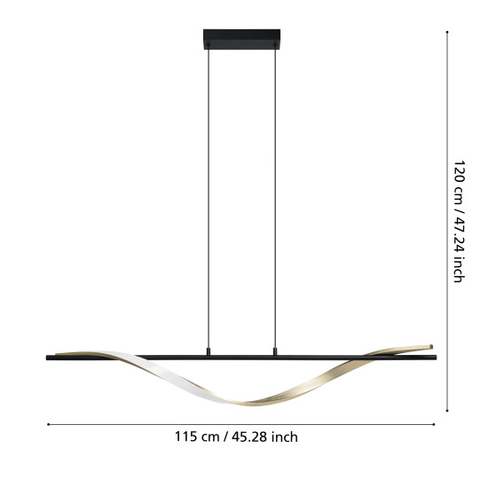Eglo Conaprato fekete-sárgaréz LED függesztett lámpa (EG-902135) LED 1 izzós IP20