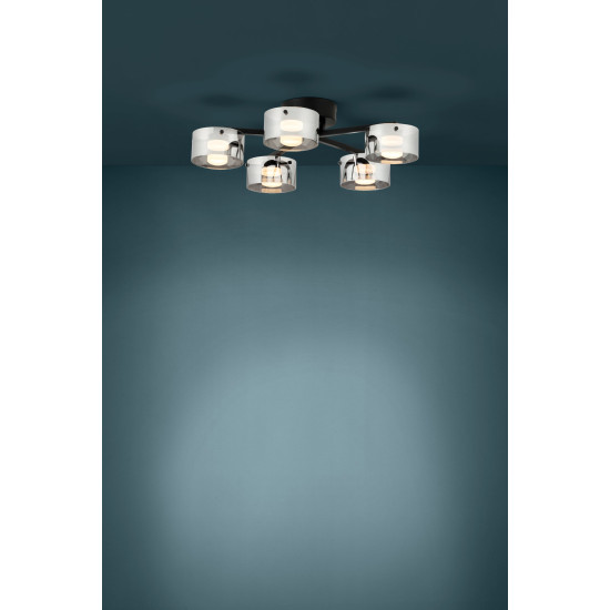 Eglo Copillos fekete-átlátszó LED mennyezeti lámpa (EG-39874) LED 5 izzós IP20