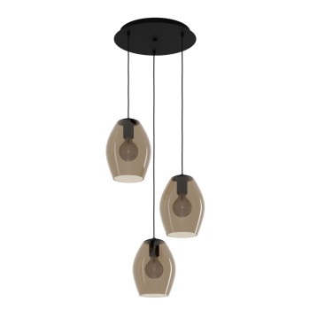 Eglo Estanys 1 fekete-barna függesztett lámpa (EG-390161) E27 3 izzós IP20