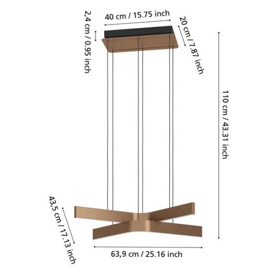 Eglo Folcino-Z fekete-bronz LED függesztett lámpa (EG-901864) LED 2 izzós IP20