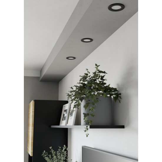 Eglo Fueva 6-Z fekete LED mennyezetbe építhető lámpa szett (EG-901425) LED 3 izzós IP44