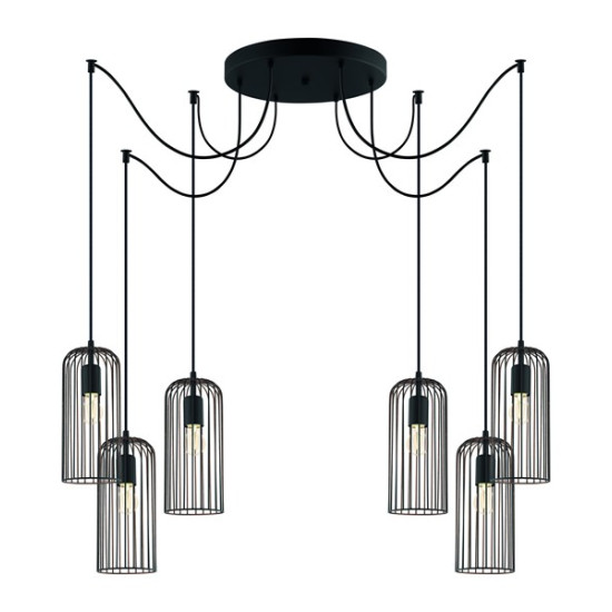 EGLO ROCCAMENA fekete-vörösréz függesztett lámpa (EG-49643) E27 6 izzós IP20