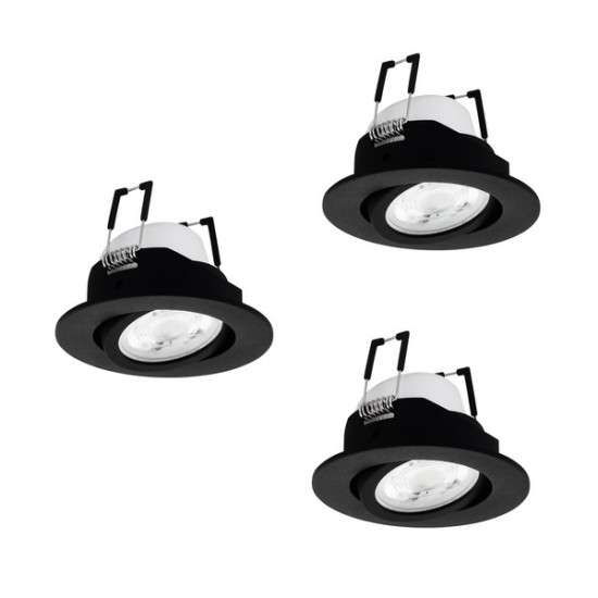 Eglo Saliceto-Z fekete LED mennyezetbe építhető lámpa szett (EG-902287) LED 3 izzós IP20
