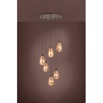 Eglo Siracusa barna-réz függesztett lámpa (EG-39508) E27 6 izzós IP20