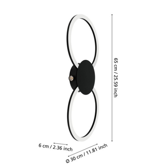 Eglo Venticello 1 fekete LED fali/mennyezeti lámpa (EG-902124) LED 2 izzós IP20