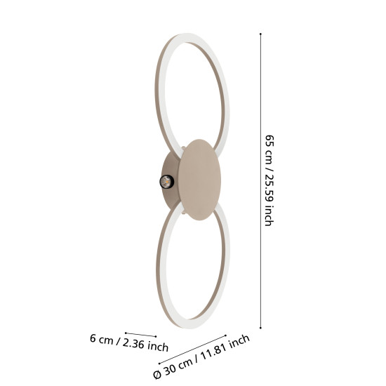 Eglo Venticello 1 homokszínű LED fali/mennyezeti lámpa (EG-902127) LED 2 izzós IP20