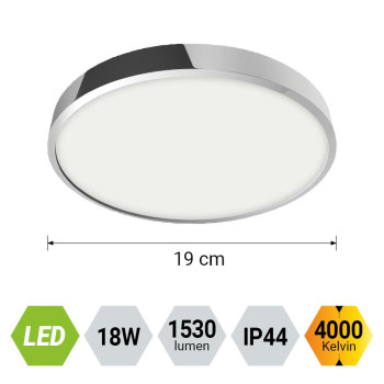 Emithor Lenys króm-fehér vízvédett LED mennyezeti lámpa (EMI-49026) LED 1 izzós IP44
