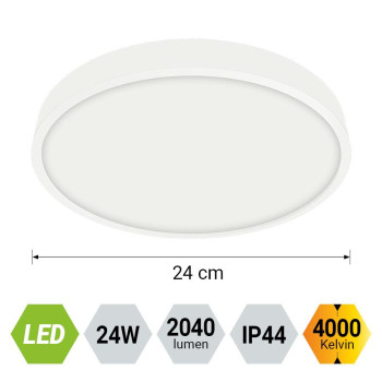 Emithor Lenys fehér vízvédett LED mennyezeti lámpa (EMI-49037) LED 1 izzós IP44