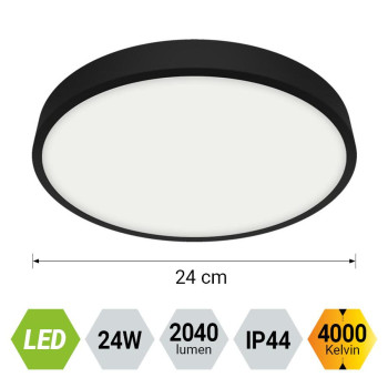 Emithor Lenys fekete-fehér vízvédett LED mennyezeti lámpa (EMI-49045) LED 1 izzós IP44