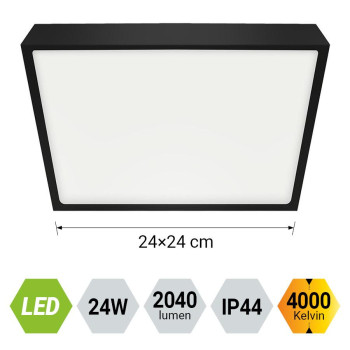 Emithor Lenys fekete-fehér vízvédett LED mennyezeti lámpa (EMI-49049) LED 1 izzós IP44